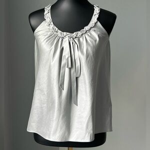 J. Crew Piper bow tank Blouse in silver gray